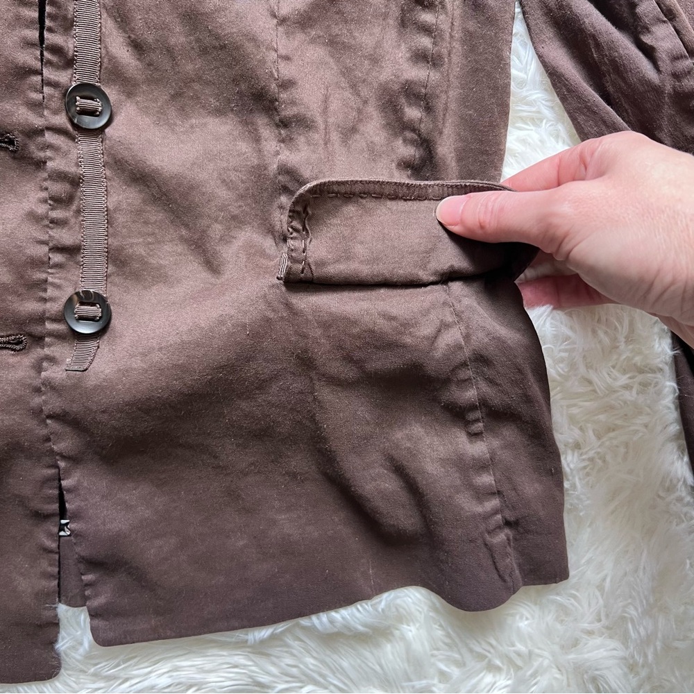 Elie Tahari Brown and Paisley Trim Shacket - Picture 5 of 6